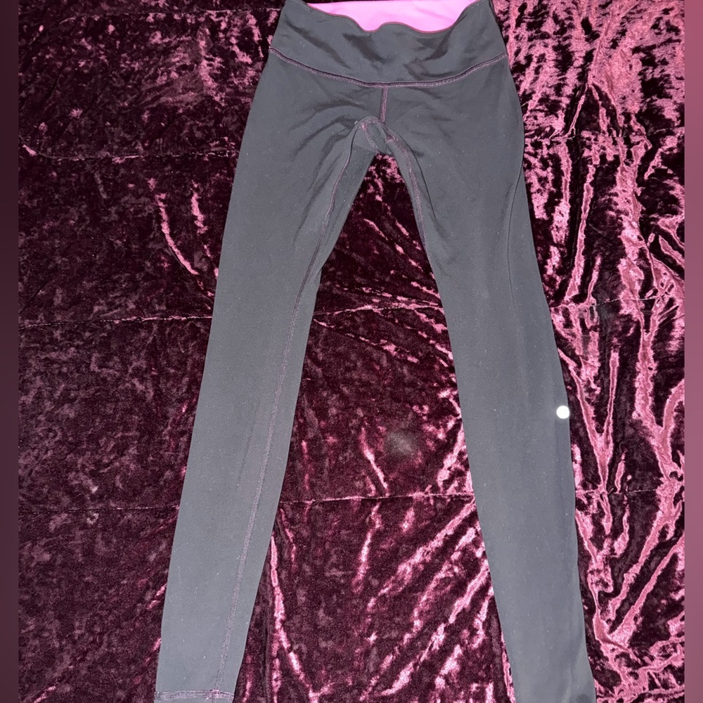 Lululemon Wunder Under Luon Reversible Leggings Black & Raspberry Pink Size 6 - Picture 7 of 7